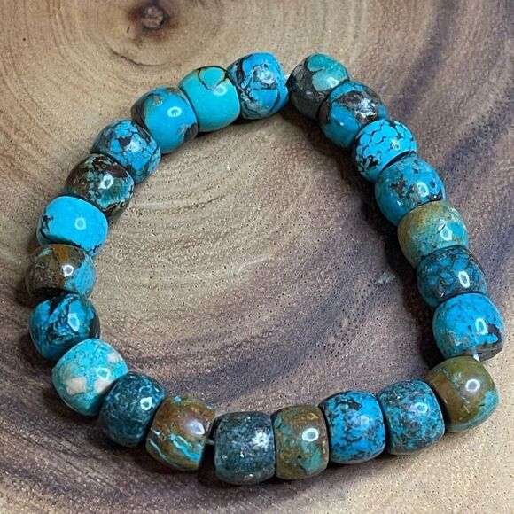 Turquoise beaded stretch bracelet ONE NEW reiki meditation crystal healing 9mm b - Picture 2 of 12